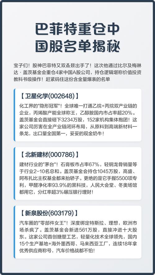巴菲特重仓中国股名单