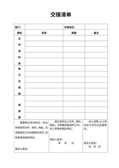 产品交接单模板