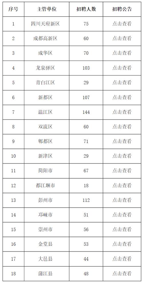 成都市小学教师招聘信息