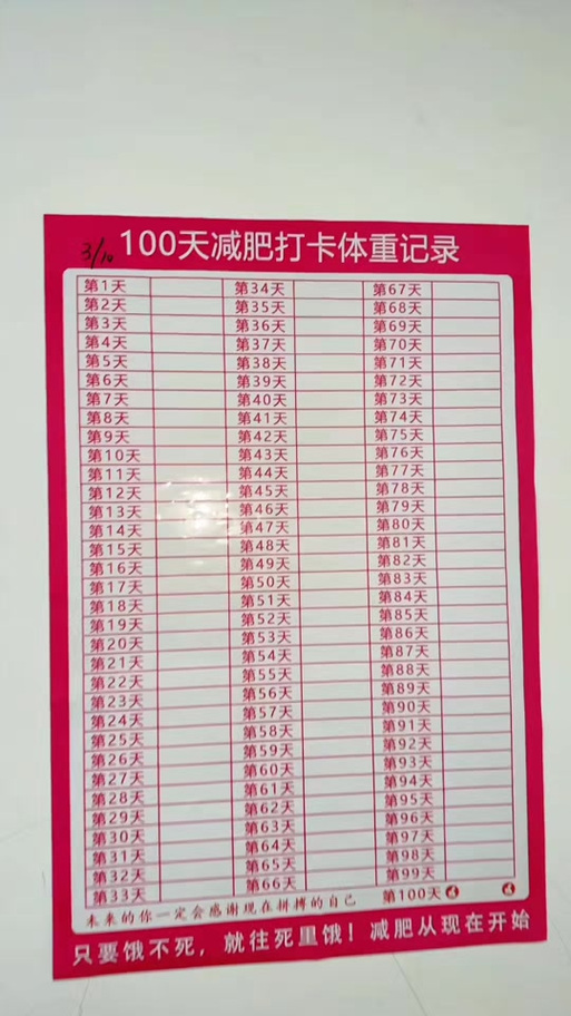 减肥表格