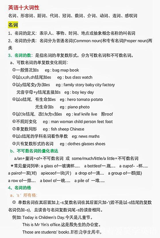 英语的10大词性