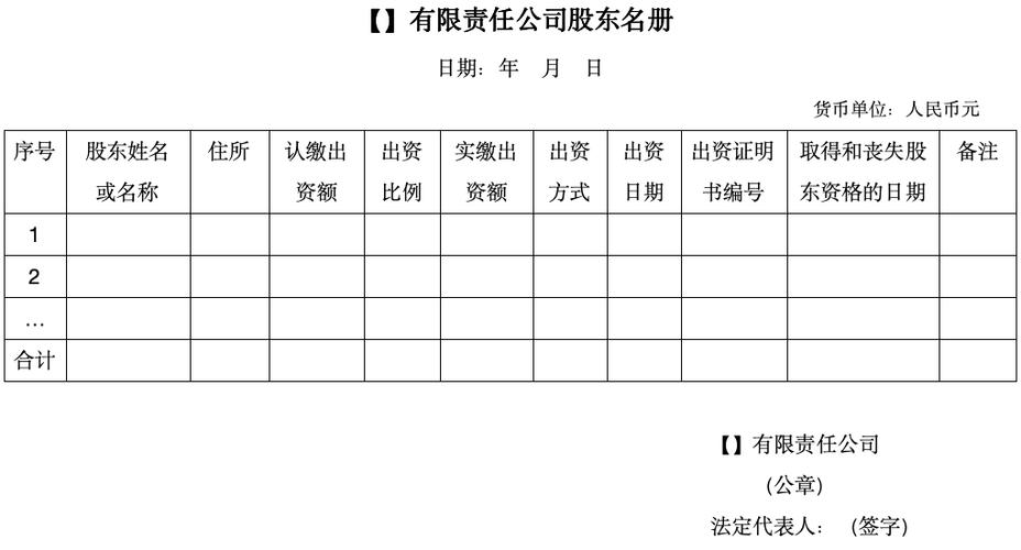 股东名册是什么样子的