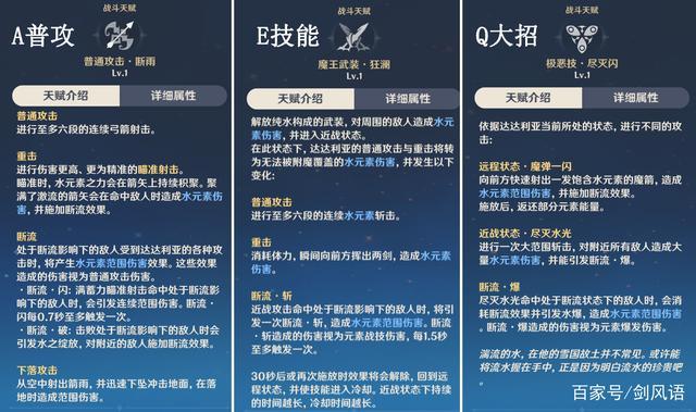 原神枫丹水系主C技能