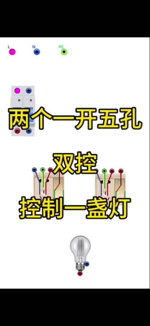 一开5孔开关控制灯图标
