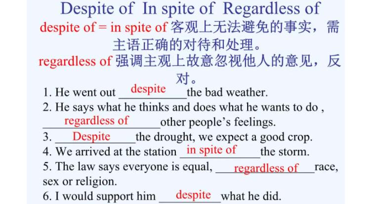 in spite of