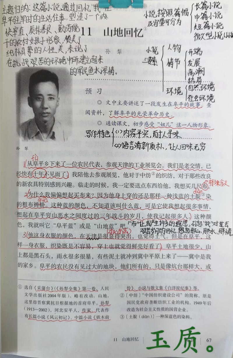 山地回忆阅读理解答案
