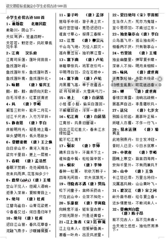 1-3年级必背古诗大全缩略图