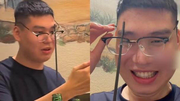 女子扔筷子弹飞戳穿男子眼镜