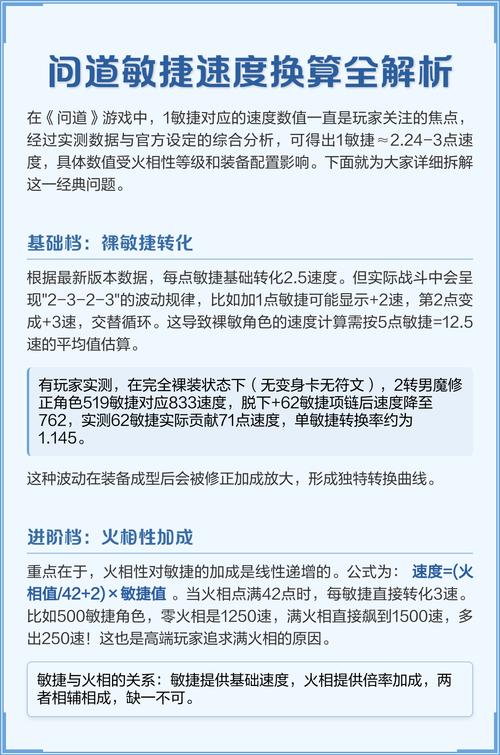 问道人物速度计算公式