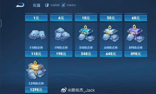 王者荣耀同一档位充值上限
