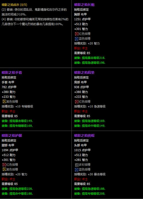 魔兽世界怀旧服术士毕业装备