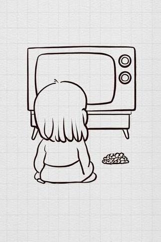 看电视人物简笔画