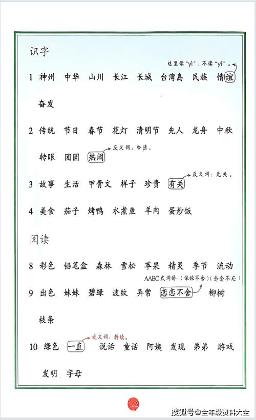 二年下册语文生字表