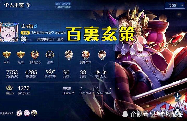 王者荣耀个人主页英雄