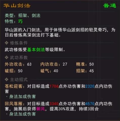 我来自江湖剑法造诣