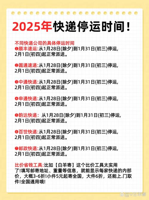 顺丰快递年前几号停运
