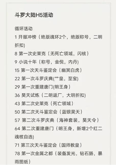 斗罗大陆h5新区活动时间表