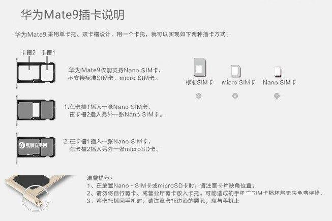 华为mate9内存卡插哪