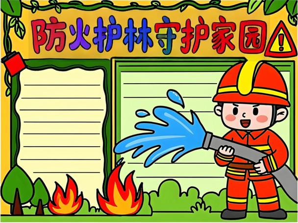 画一幅简单的森林草原防火