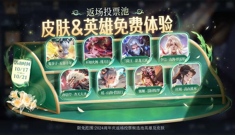 王者周年庆限免皮肤2023