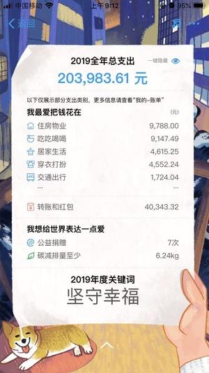 晒一下2019支付宝账单