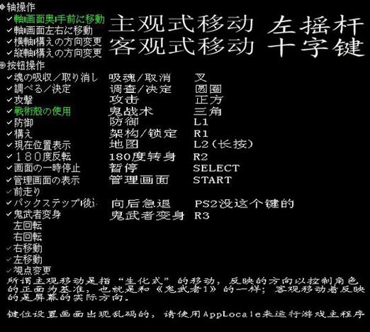 鬼武者3电脑按键说明