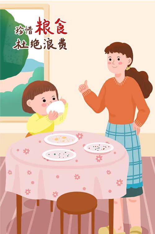 浪费粮食漫画