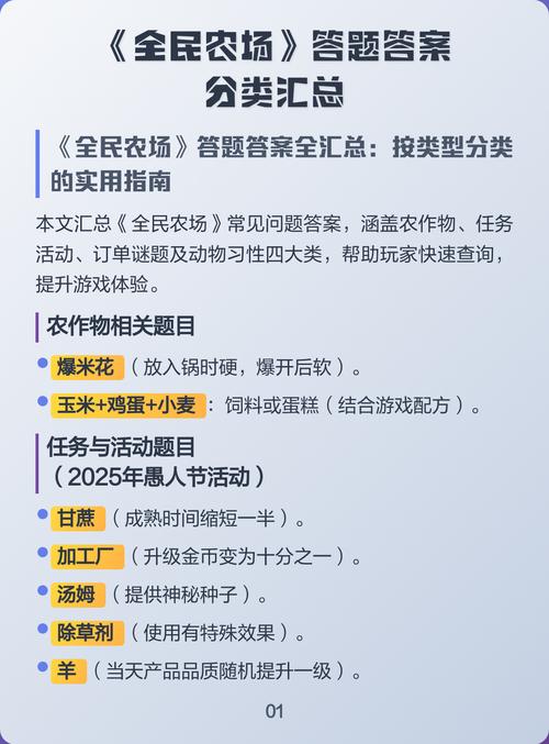 全民农场答题答案