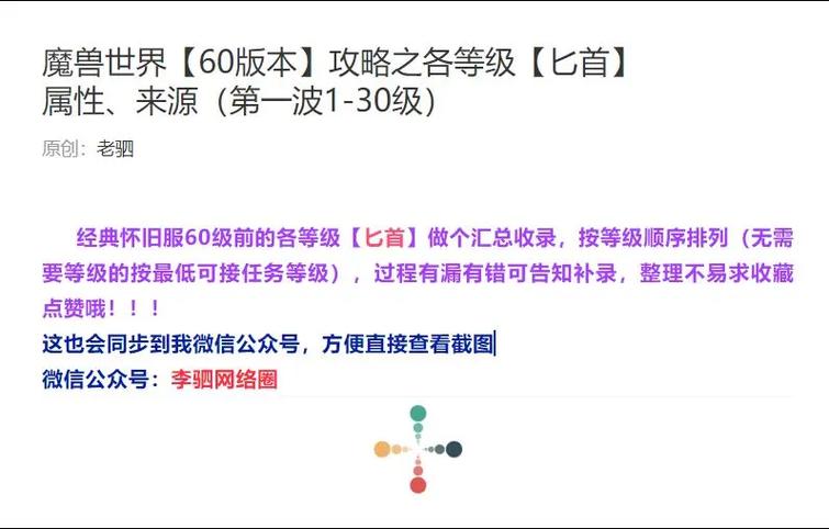 60级怀旧服匕首一览表