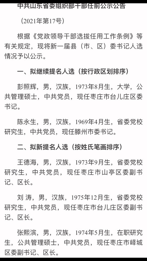 处长和副处长名单