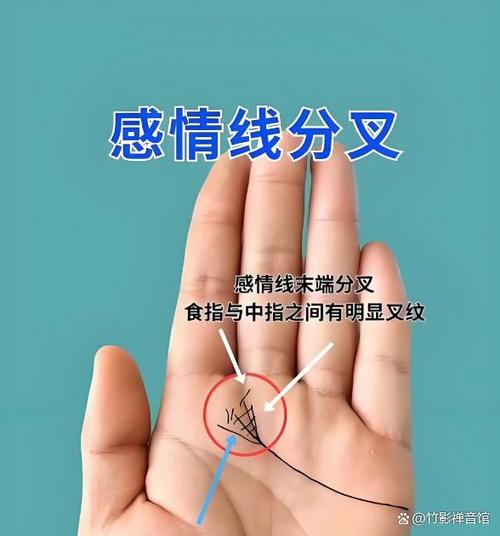 感情线末端分叉成三角