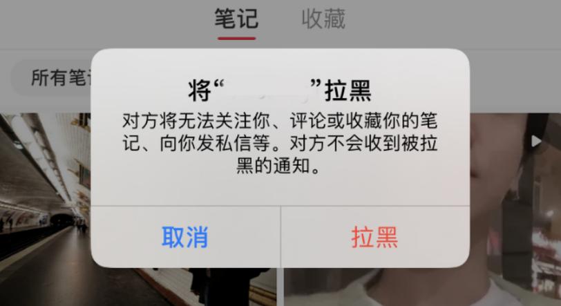 小红书被拉黑还能看到对方笔记吗