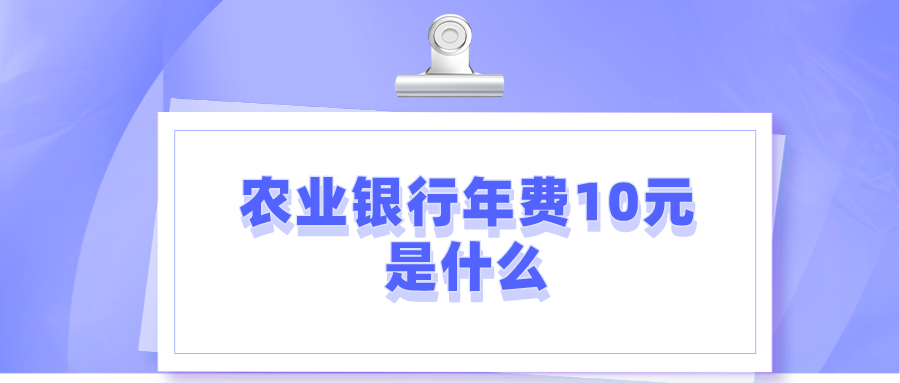 农业银行扣年费10元什么意思