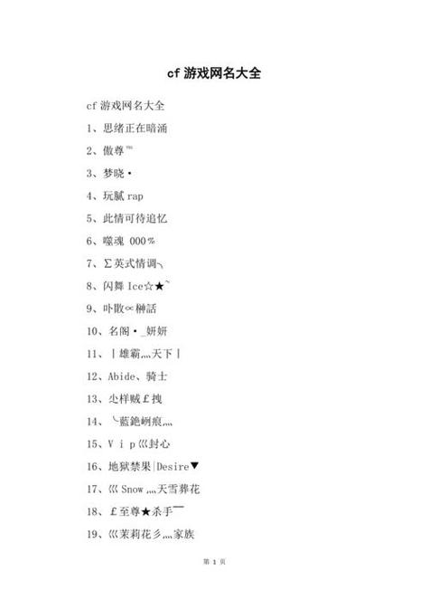 cf网名