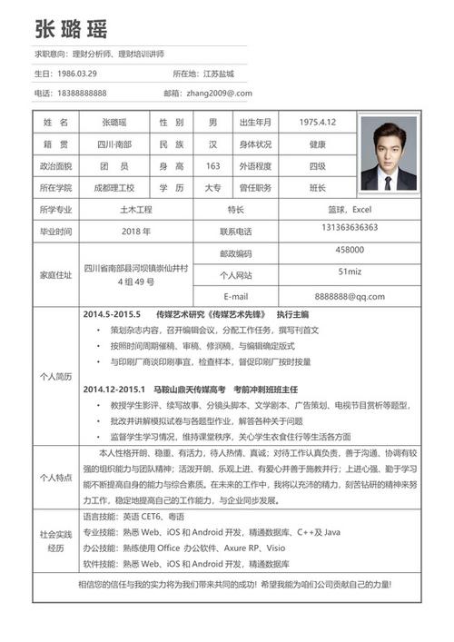 人物简历模板