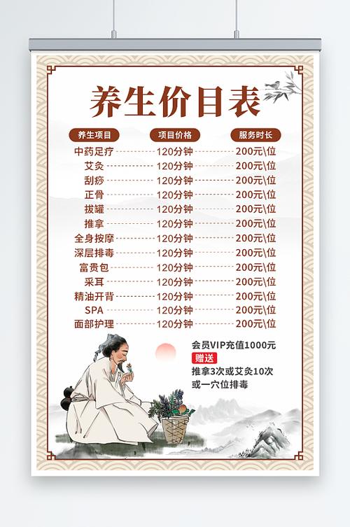 推拿收费价目表