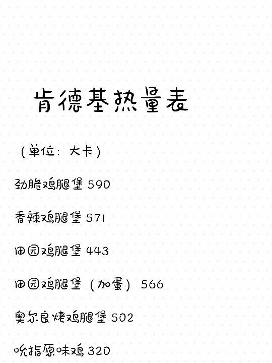 肯德基鸡腿堡热量