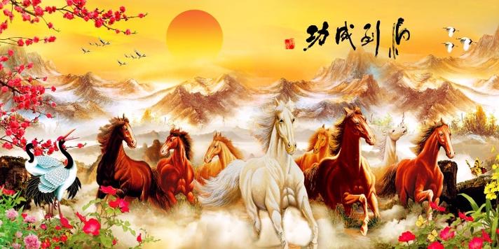 八骏图配对联