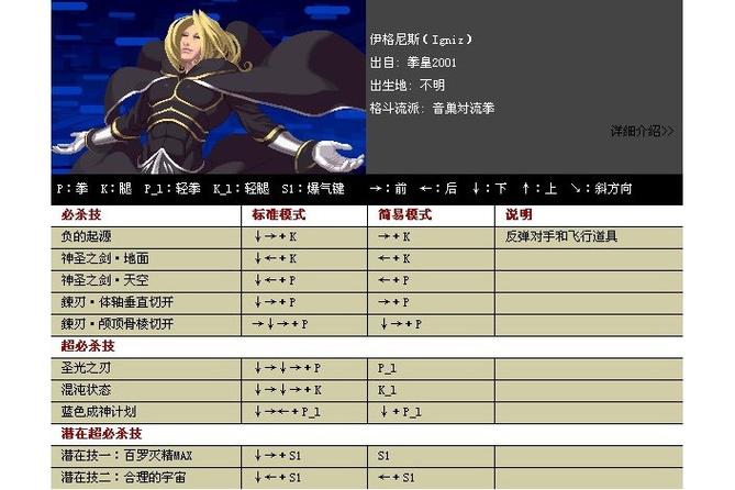 拳皇十周年魔幻二出招表带图