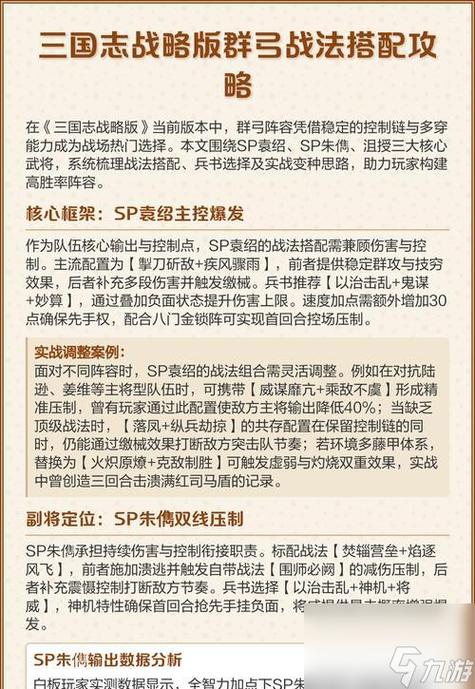 三国志战略版群弓最强阵容