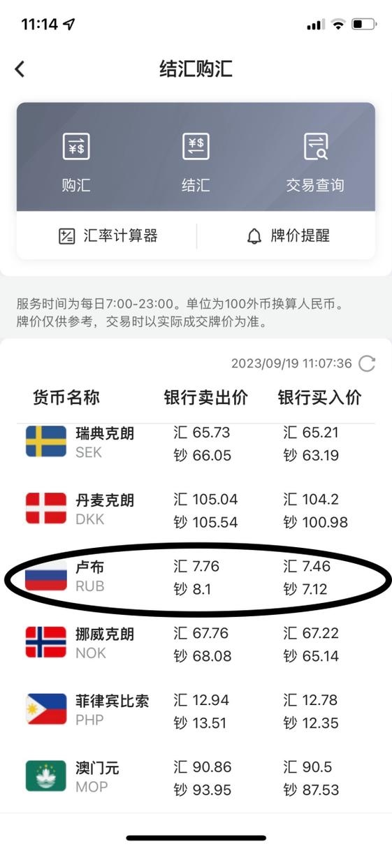 俄罗斯兑换人民币