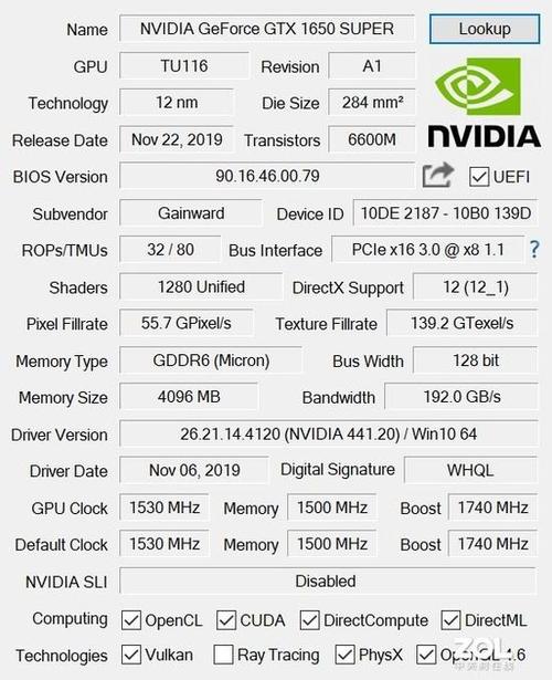 gtx1650显卡参数