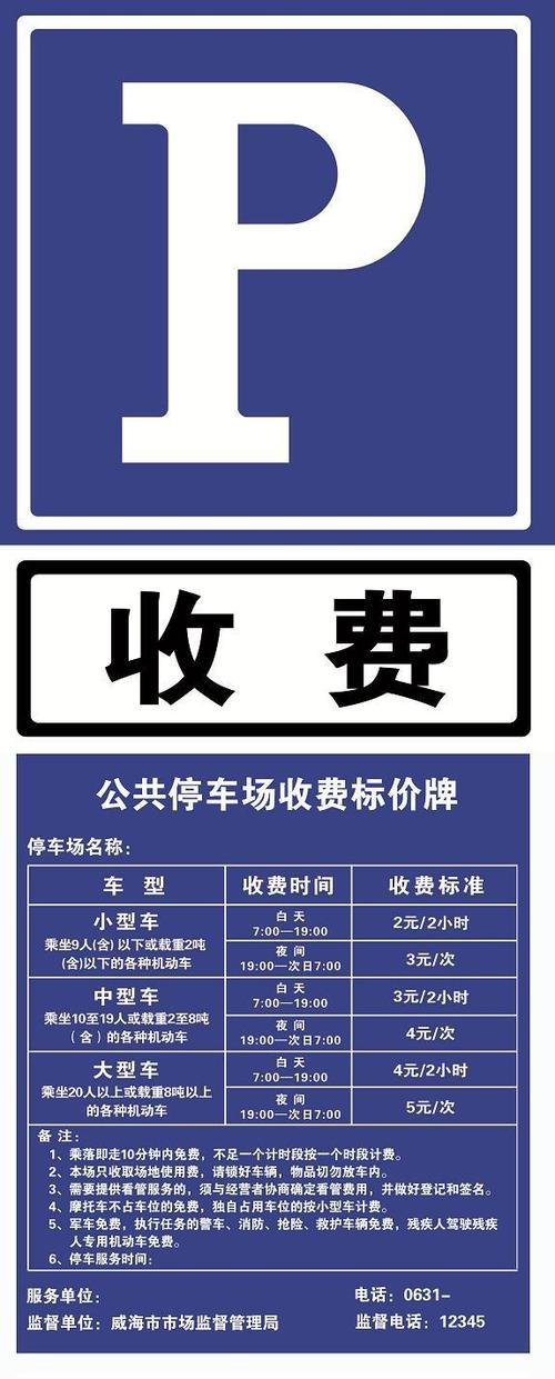 停车收费公示牌