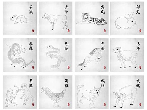 十二生肖手绘画