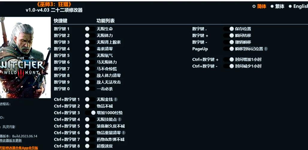 巫师3修改器教程游戏截图