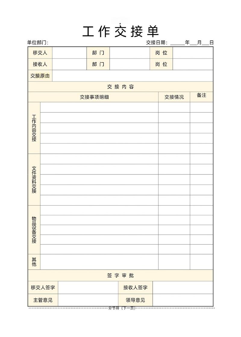 工作交接清单怎么写