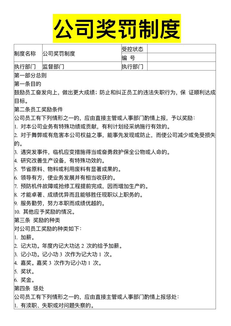 小公司奖惩制度范本
