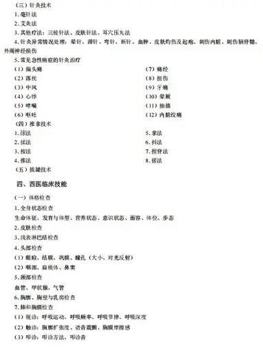 中医助理医师实践技能考试内容