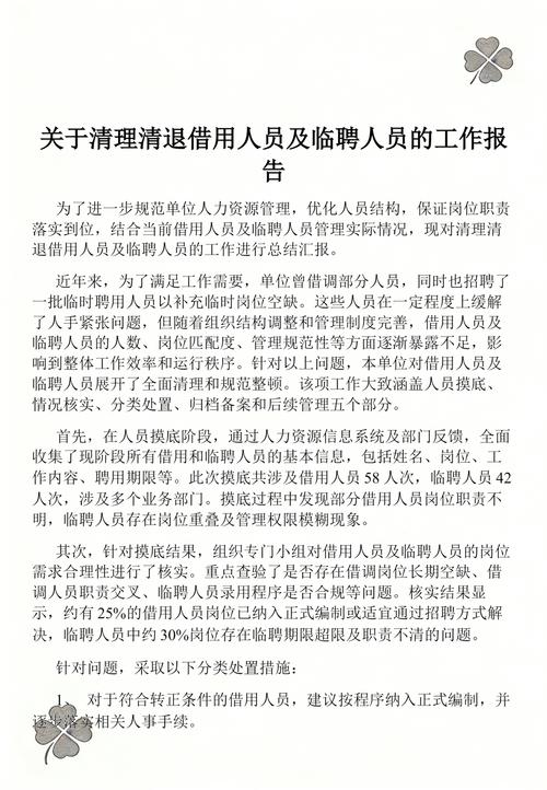 清理清退借用人员报告