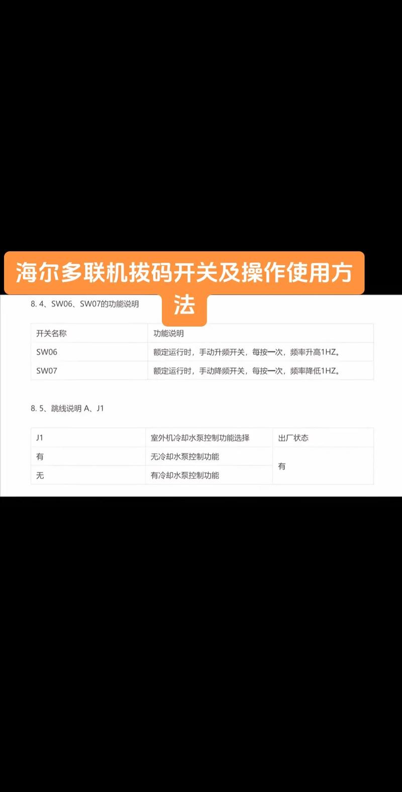海尔中央空调拨码教程
